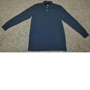 Mens Polo Chaps Navy Blue Small Long Sleeve 2 Button Collared Stretch Shirt